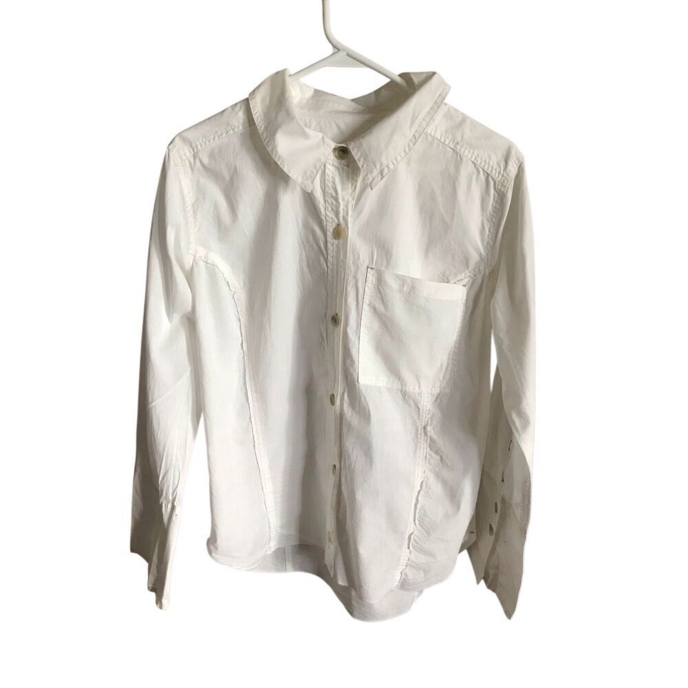 We the Free People SZ Large off White long sleeve cotton button down shirt